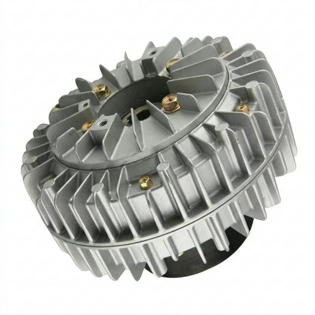 Industrial electromagnetic brake frame showing vented body and mounting hardware